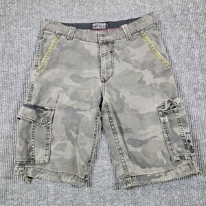 Affliction Cargo Shorts Mens 31 Gray Camo Black Premium Embroidered Pockets